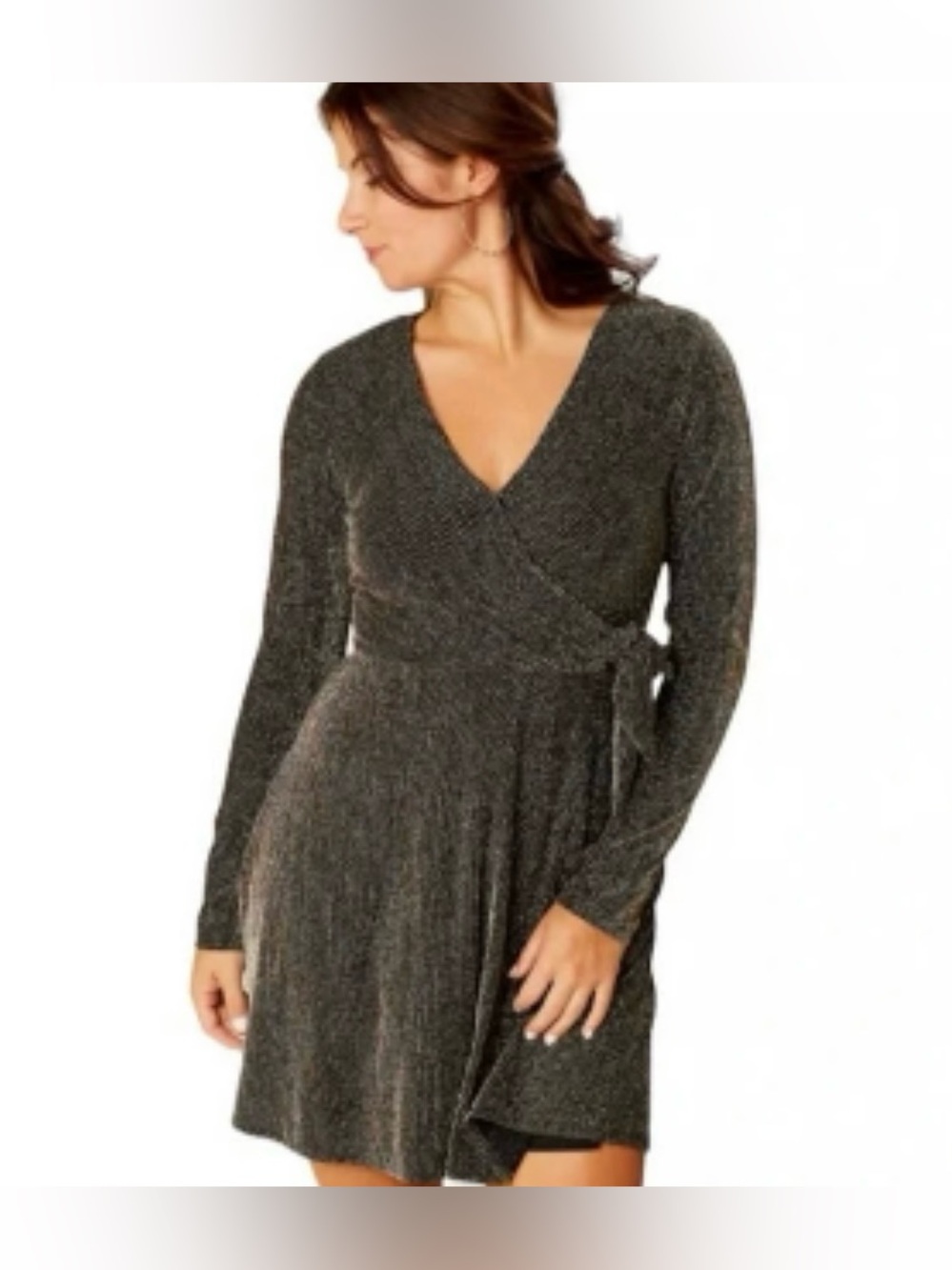 Altar'd State Black Wrap Dress with Silver and Gold Metallic Detail EUC!!!